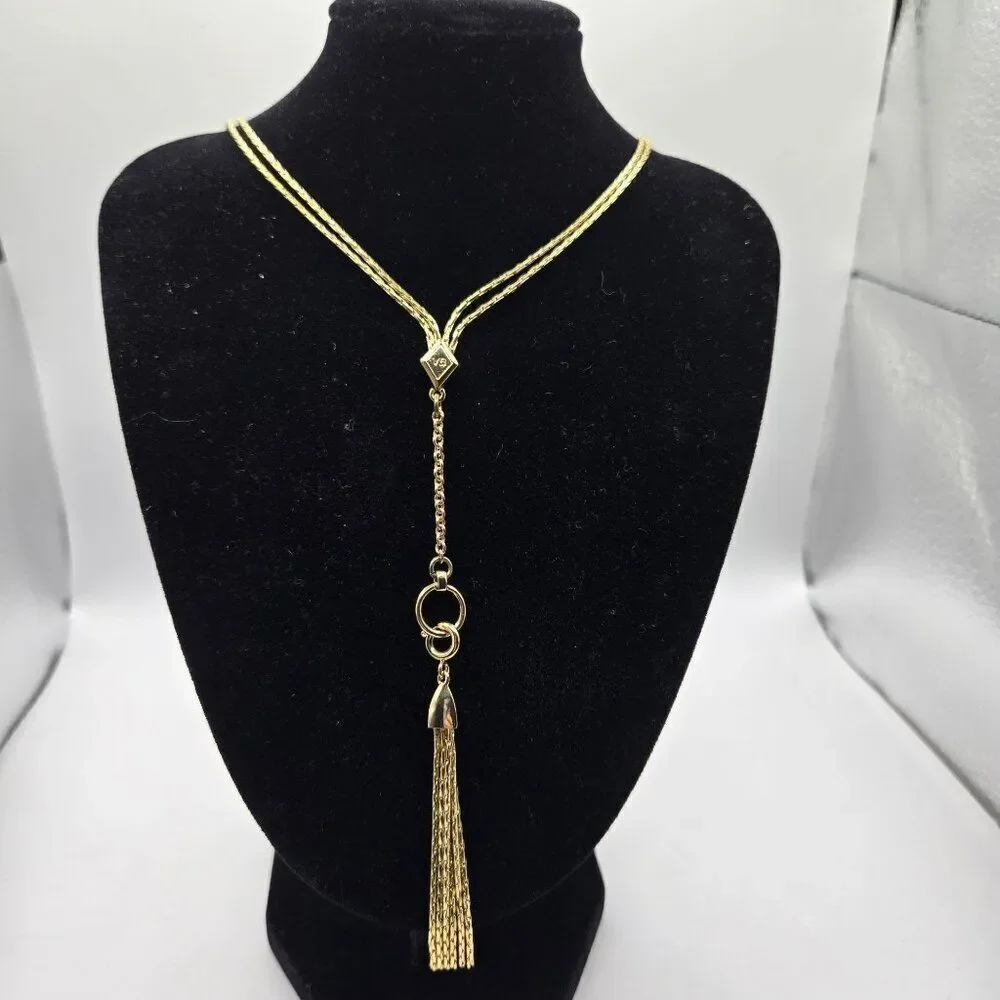 Vera Bradley Gold Tone Lariat Necklace Multi Strand